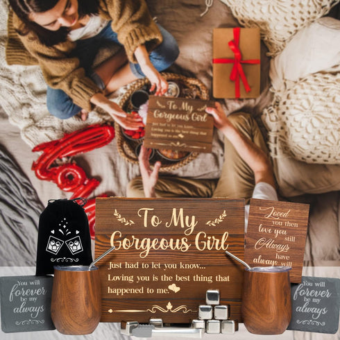 Wine Tumbler Gift Set Wood Anniversary 5 Year Gift for Her